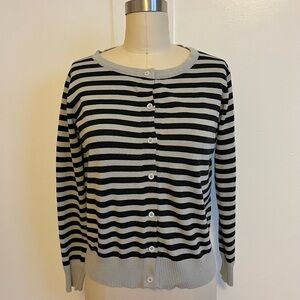 Striped Black and Gray Women's Cardigan